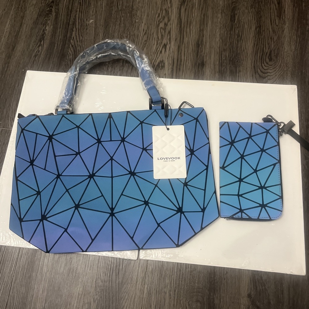 Geometric Purple and Blue Women's Bag love book